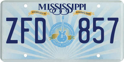 MS license plate ZFD857