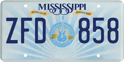 MS license plate ZFD858