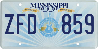 MS license plate ZFD859