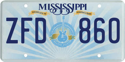 MS license plate ZFD860