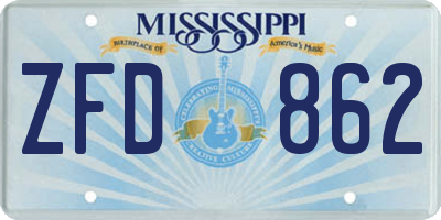 MS license plate ZFD862