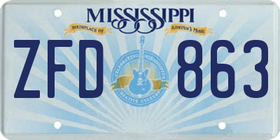 MS license plate ZFD863