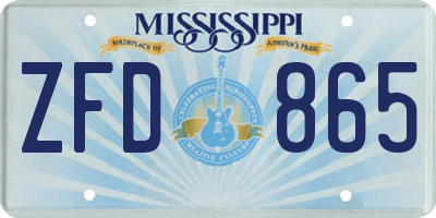 MS license plate ZFD865