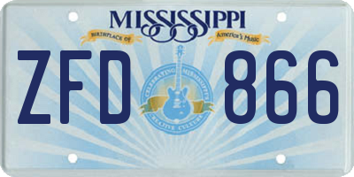 MS license plate ZFD866
