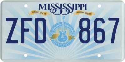 MS license plate ZFD867