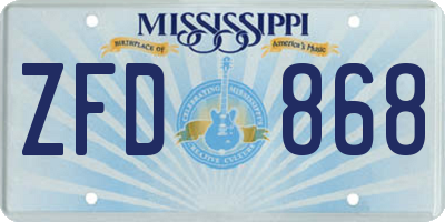 MS license plate ZFD868
