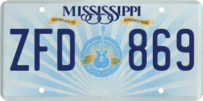 MS license plate ZFD869