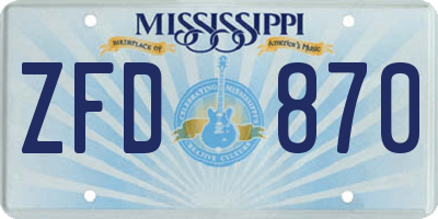 MS license plate ZFD870