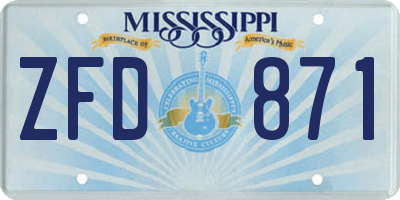 MS license plate ZFD871