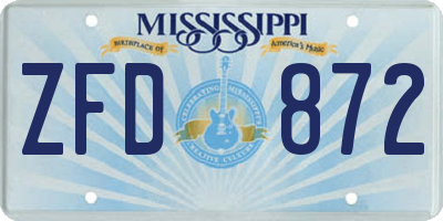 MS license plate ZFD872