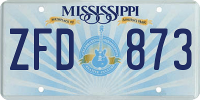MS license plate ZFD873