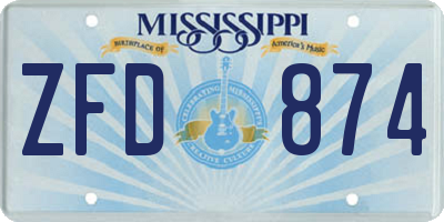MS license plate ZFD874
