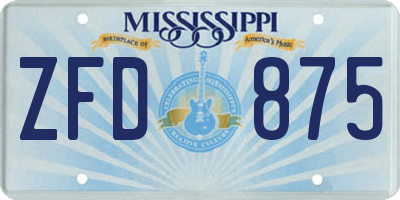 MS license plate ZFD875