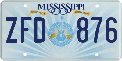 MS license plate ZFD876