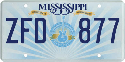 MS license plate ZFD877