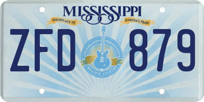 MS license plate ZFD879