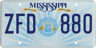 MS license plate ZFD880