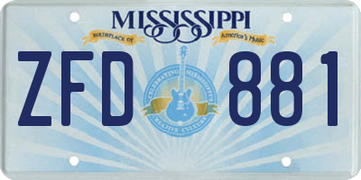 MS license plate ZFD881