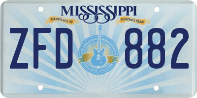 MS license plate ZFD882