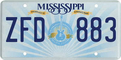 MS license plate ZFD883