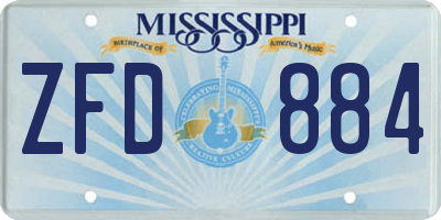 MS license plate ZFD884