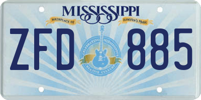 MS license plate ZFD885