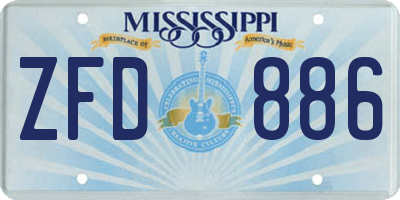 MS license plate ZFD886