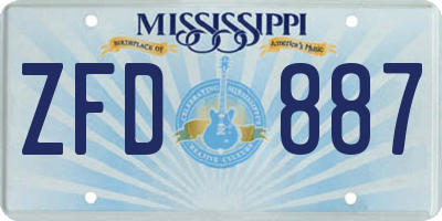 MS license plate ZFD887
