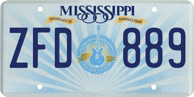 MS license plate ZFD889
