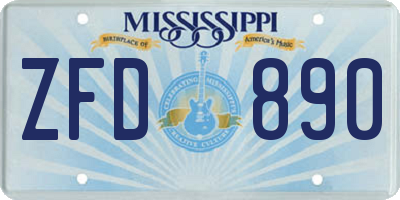 MS license plate ZFD890