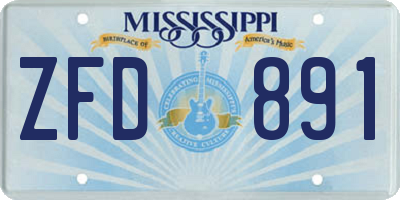 MS license plate ZFD891