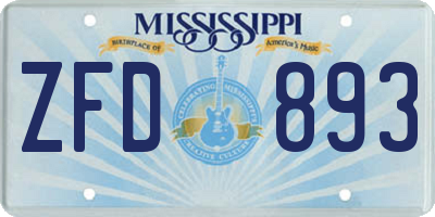 MS license plate ZFD893