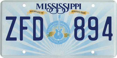MS license plate ZFD894
