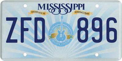 MS license plate ZFD896