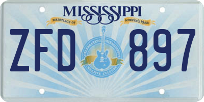 MS license plate ZFD897