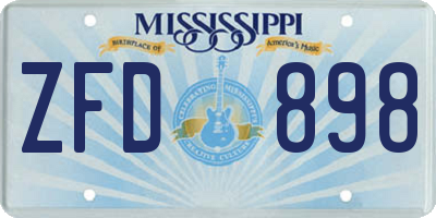 MS license plate ZFD898