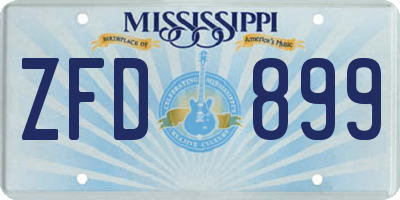 MS license plate ZFD899