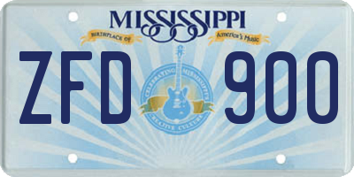 MS license plate ZFD900