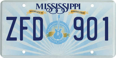 MS license plate ZFD901