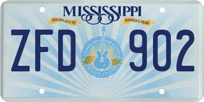MS license plate ZFD902