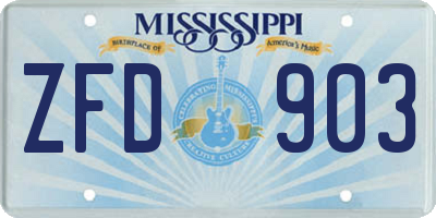 MS license plate ZFD903