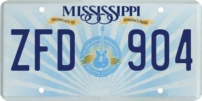 MS license plate ZFD904