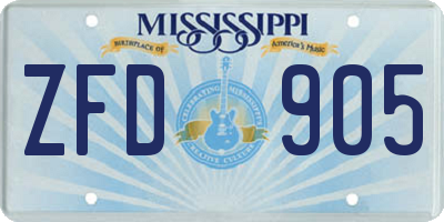MS license plate ZFD905