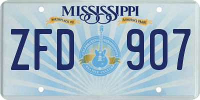 MS license plate ZFD907