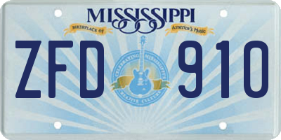 MS license plate ZFD910
