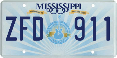 MS license plate ZFD911