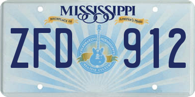 MS license plate ZFD912
