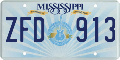 MS license plate ZFD913