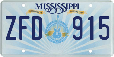 MS license plate ZFD915