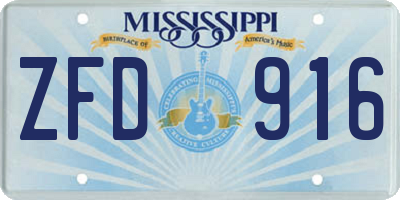 MS license plate ZFD916